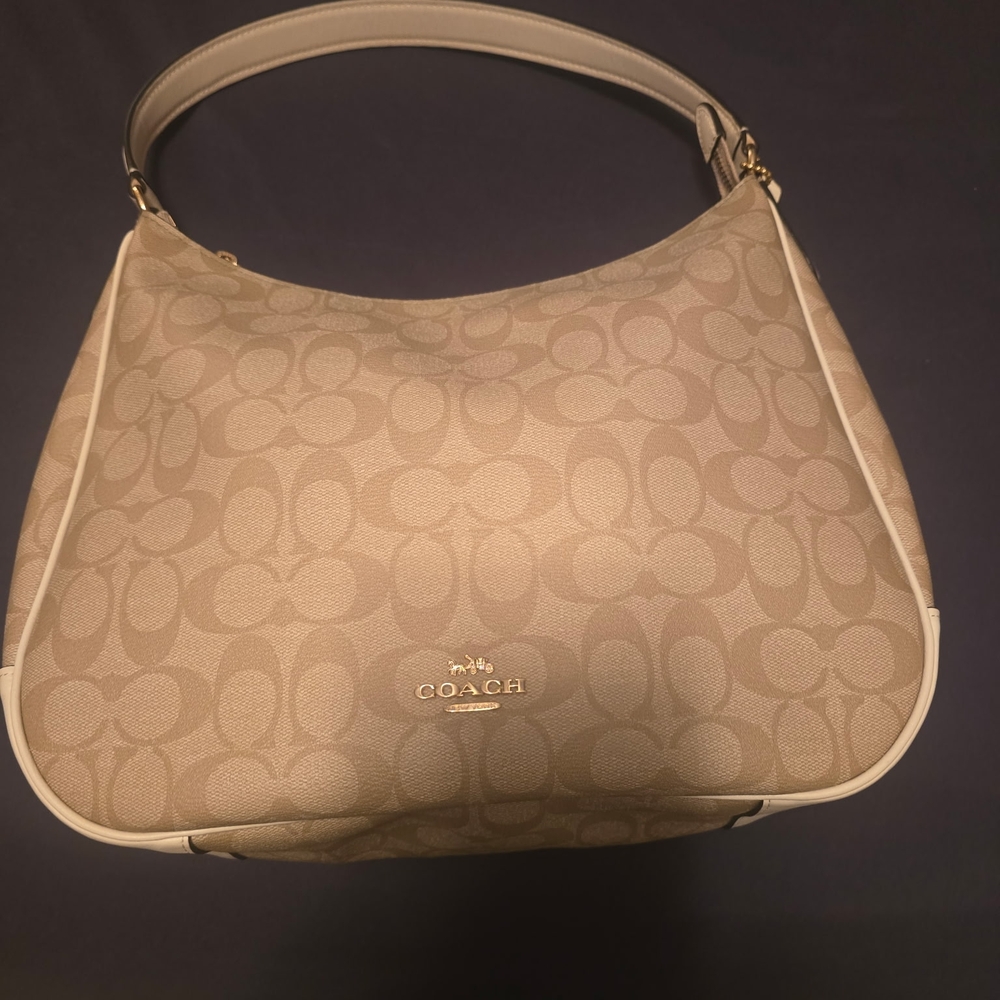 Coach Tan Hobo Bag with Signature Design